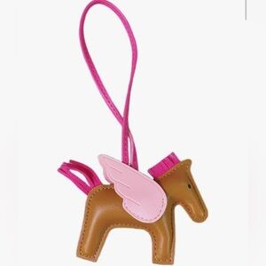 Brown and Pink Winged Horse Bag Charm- New